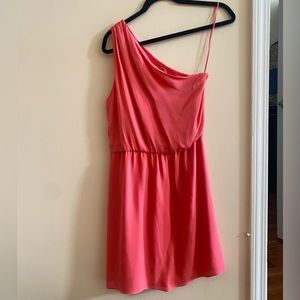 Alice + Olivia silk pink one shoulder dress